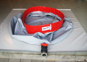 Nedpakket opsamlingskar med monteret vandudtag