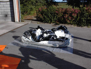 Nedpakket rensekabine